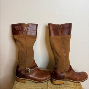 Brown Leather and Suede Women's Timberland Boots